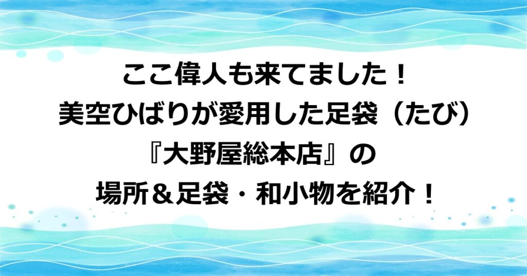 ここ偉人も来てました！美空ひばりが愛用した『大野屋総本店』の商品や店の場所を紹介！