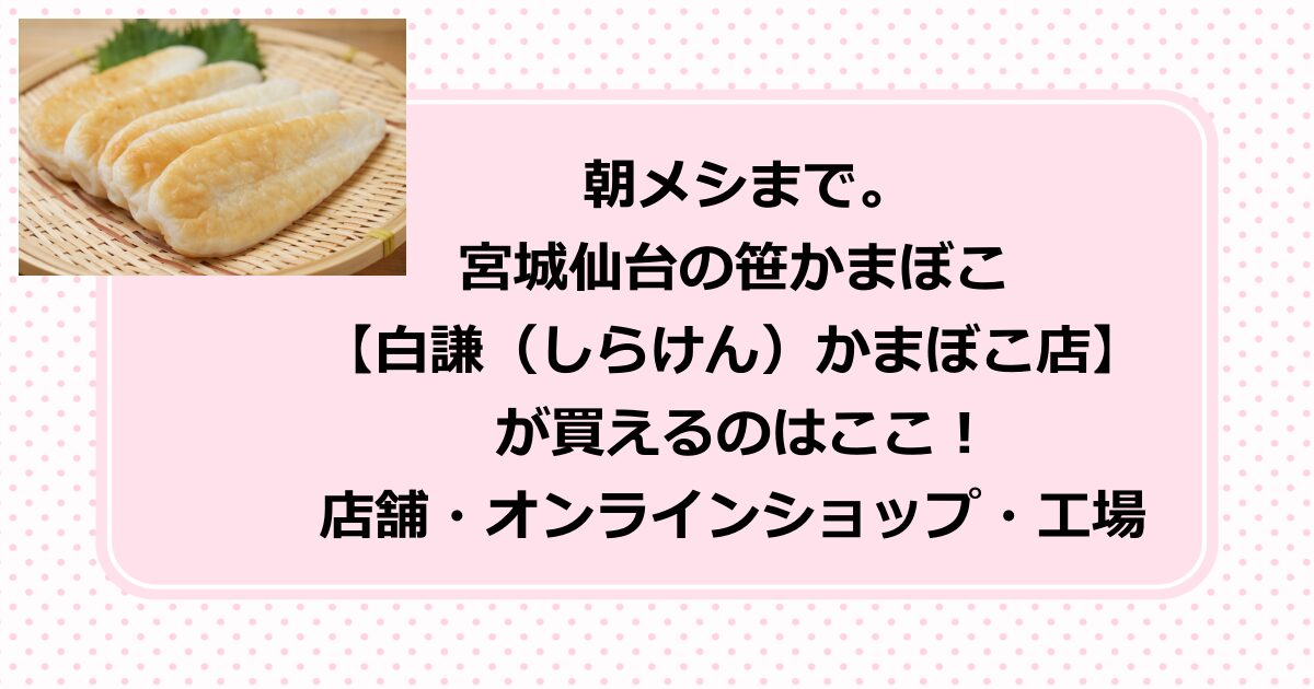 朝メシまで。で紹介された宮城仙台の笹かまぼこを作る【白謙（しらけん）かまぼこ店】が買えるのはここ！店舗・オンラインショップ・工場を紹介