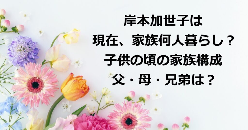 岸本加世子は 現在、家族何人暮らし？子供の頃の家族構成父・母・兄弟は？